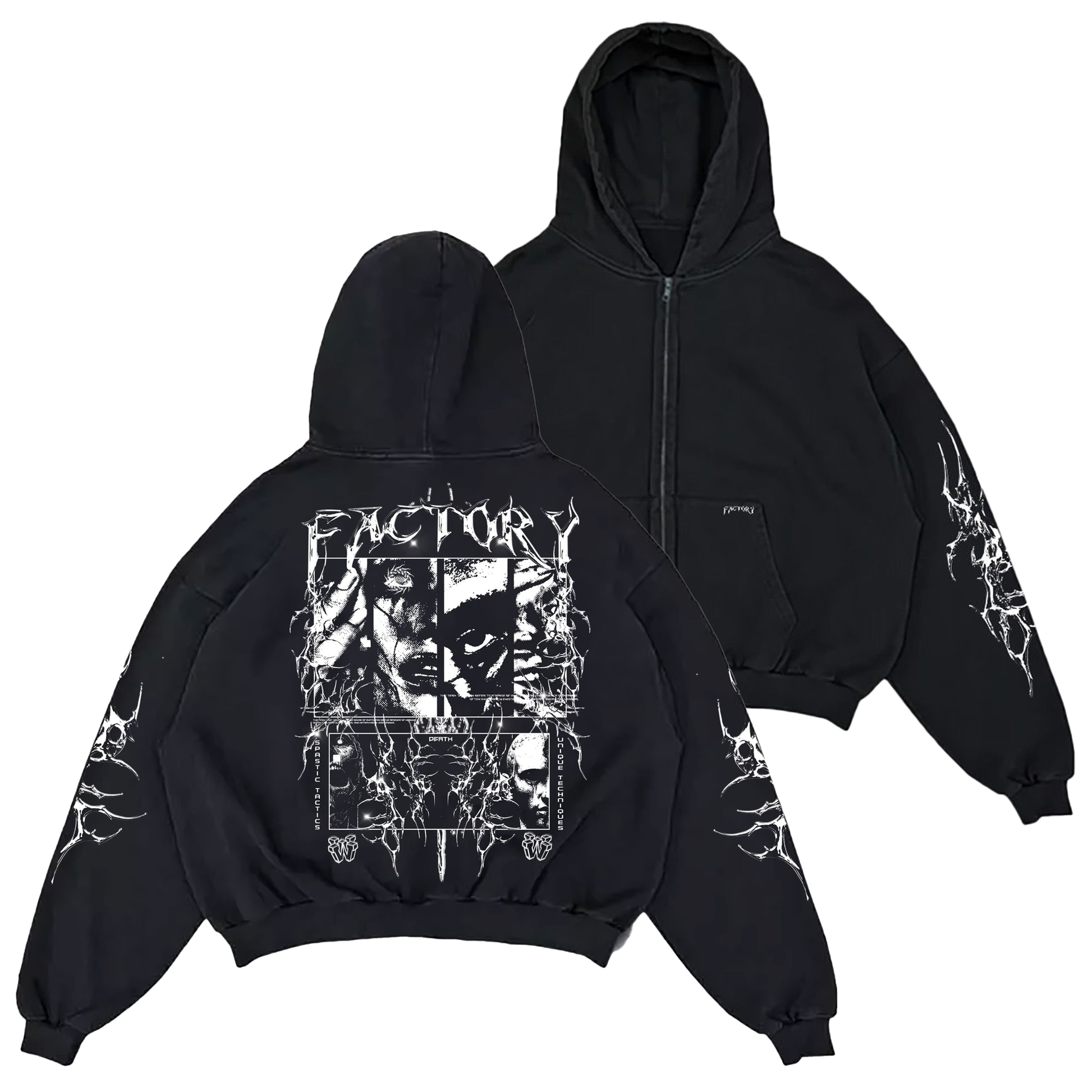 FACTORY 'DEATH ZIP' UP (M & 3XL ONLY) – WOBBLE FACTORY FACTORY 'DEATH ZIP' UP (M & 3XL ONLY) – WOBBLE FACTORY